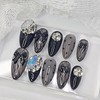 Black see-through handmade nail tips - short square / 블랙