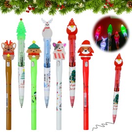 Pack of 7 Christmas Ballpoint Pens, Fountain Pen, Retractable Fountain Pen, Non-Slip, Retractable Ballpoint Pen, Writing Fountain Pen, Christmas Small Items for Writing School Office