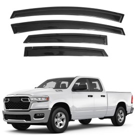 IG Window Visor for 2019-2024 RAM 1500 Quad Cab, Rain Guard Tape-On Extra Durable Sun Wind Side Vent Window Deflector, 2019 2020 2021 2022 2023 2024 (Quad Cab Only) Only for New Body Style
