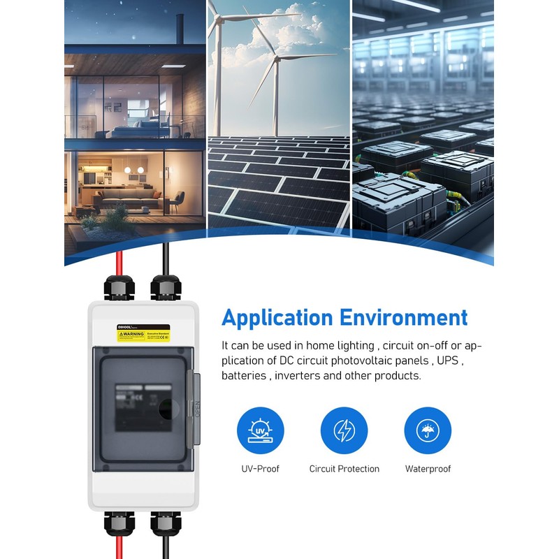 DIHOOL Solar Breaker Box 120A 125 Amp DC Breaker Disconnect