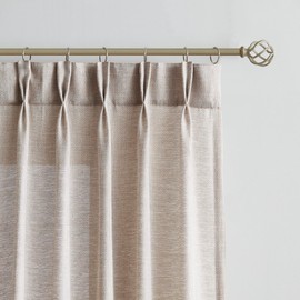 Enactex Linen Textured Pinch Pleat 25 x 84 Inch Semi Sheer Back Tab Curtains Light Filtering Drapes for Living Room Farmhouse Privacy Protect Window Treatments for Bedroom Patio Door 2 Panels, Tan
