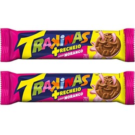 Trakinas Biscoito Recheado 126g - Trakinas Sandwich Cookie 4.4oz (Strawberry)