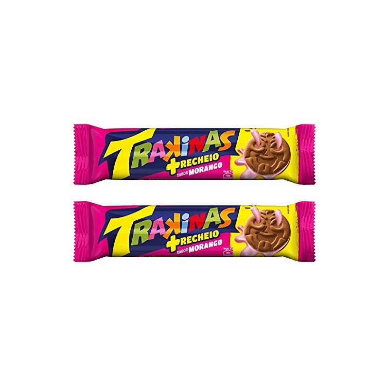 Trakinas Biscoito Recheado 126g - Trakinas Sandwich Cookie 4.4oz (Strawberry)