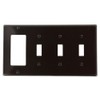 Leviton 4-Gang 3-Toggle 1-Decora/GFCI Device Combination Wallplate, P326, Brown