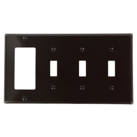 Leviton 4-Gang 3-Toggle 1-Decora/GFCI Device Combination Wallplate, P326, Brown