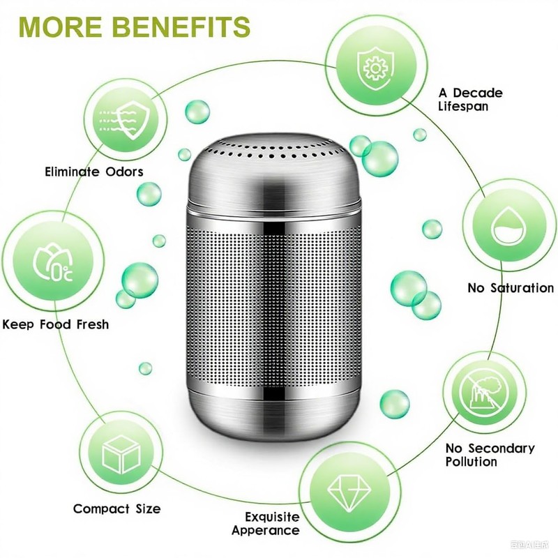 Refrigerator Deodorizer fridge odor Eliminator - Activated Carbon, 10-Year Long-Lasting