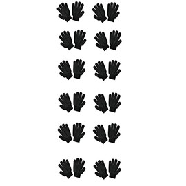 Magic Thermal Gloves - Winter Warm Kids' Gloves with Gripper Palm (Pack of 12, Black)