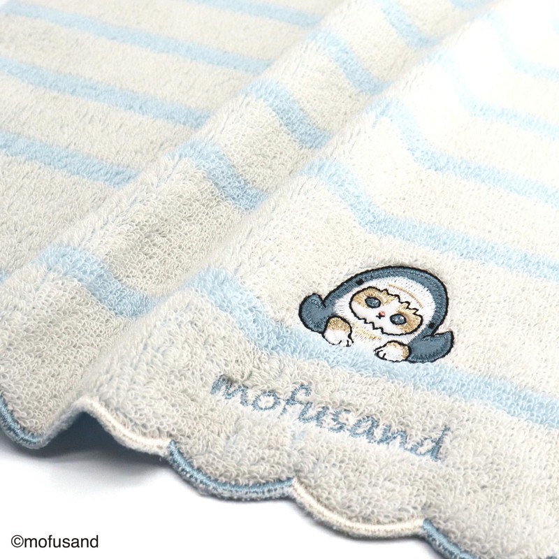 Towel Museum mofusand Hyokkori Towel Handkerchief, Blue, Shark Cat Scala,