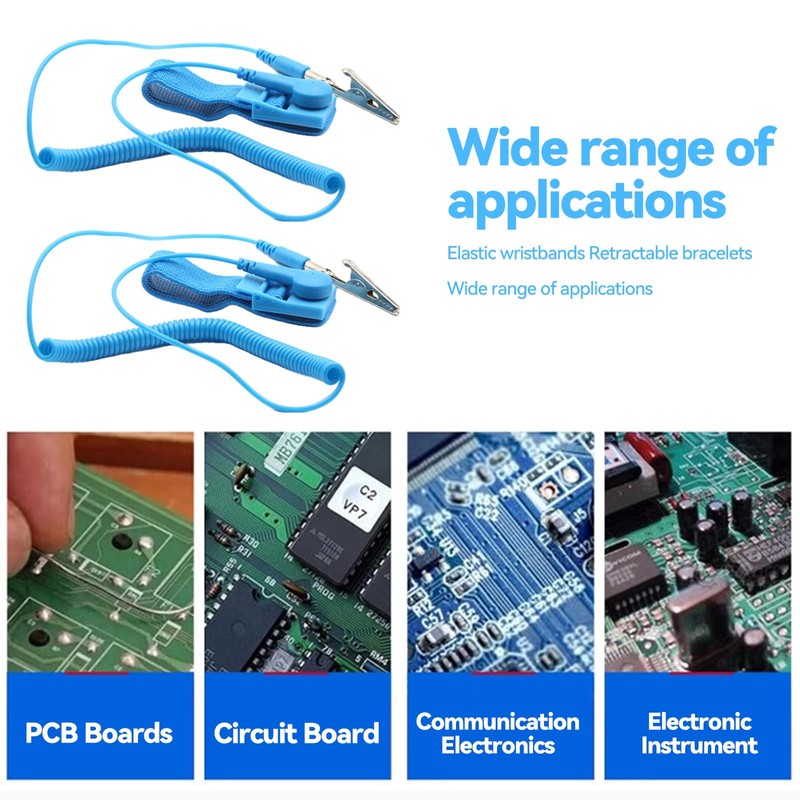 2 PCS Anti-Static Metal Adjustable Wrist Strap, Electrostatic Discharge ESD,