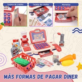 Bebeay Caja Registradora Juguete, Supermercado Infanti , Juguetes para Juegos De rol con Calculadoras, Escáneres, Instrumentos Musicales y Balanzas,Id