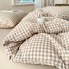 LifeTB Tan Gingham Comforter Set Twin XL Modern Style Beige