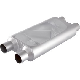 Universal Exhaust Muffler with Aggressive Sound, Mufflers 3.0 Inch Dul Inlet (ID) 3.0 Inch Dul Outlet (ID),3 Chamber Performance Mufflers 3 inch for Cars,Trucks(3" dual in | 3" dual out | overall 23")
