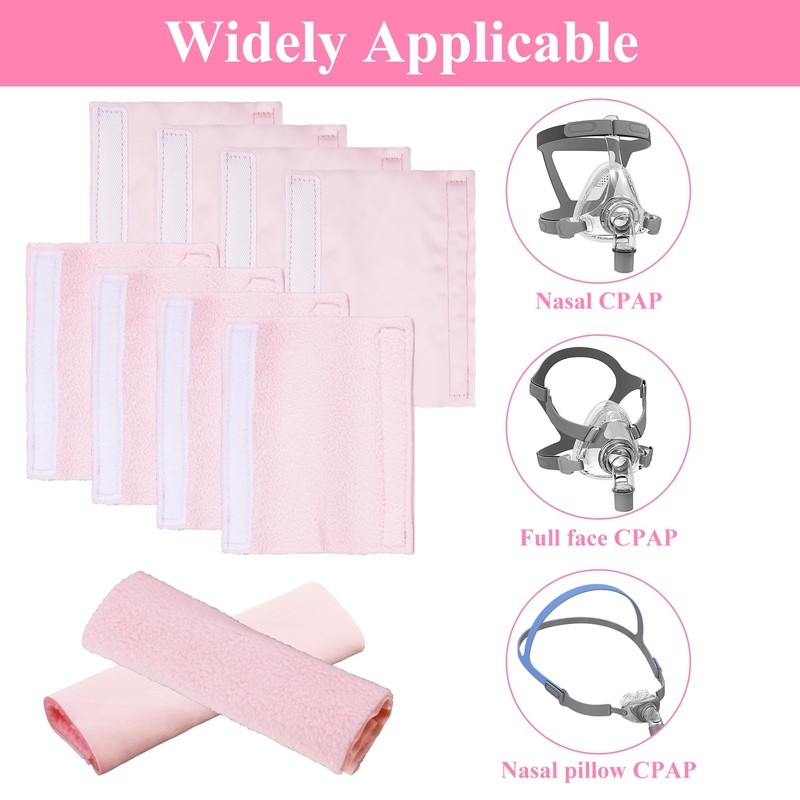 8 Pack Satin CPAP Strap Covers, Dual-Layer Satin/Polar Fleece CPAP