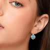 BDL Lotus Genuine Turquoise Leverback Earrings Sterling Silver Dangle Drop