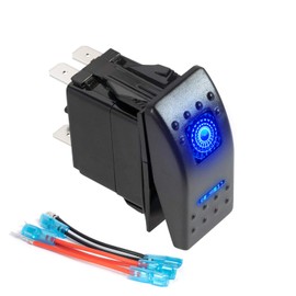FXC Rocker Switch 5Pin Laser On/Off Blue LED Light 20A/12V 10A/24V Toggle Switch with Jumper Wires Set for Automotive Boat Marine Truck Jeep Off-Road Bus RV