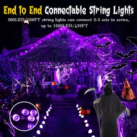 Techip Purple String Lights Mini Lights Indoor Outdoor 300 LED Lights Outdoor Party Decorations 108FT Waterproof Connectable Plug in Twinkle Fairy String Lights for Wedding Garden Tree
