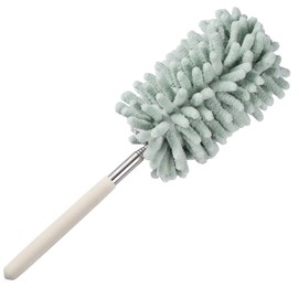 JSCARLIFE Microfiber Duster Brush,Feather Duster Extendable Duster with Extra Long Pole, Washable Dusters for Cleaning Office, Car, Window, Furniture, Ceiling Fan (Green)
