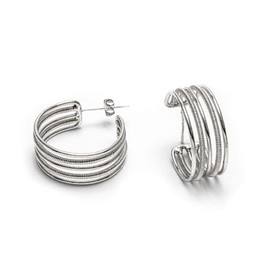 Vestopazzo Silver Plated Nickel 5 Strand Open Butterfly Backs Earrings - Handcrafted Craftsmanship - MI3097 - Silver - No Gemstone, Silver, No Gemstone