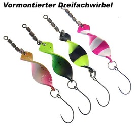 Njord Kalastus Spoons Trout Mega Twist 10 Pieces in Spoonbox | Trout Fishing Spoon Set Trout Bait | Trout Blinker Fishing Trout | Trout Spinner Set Trout Spoon (4g)