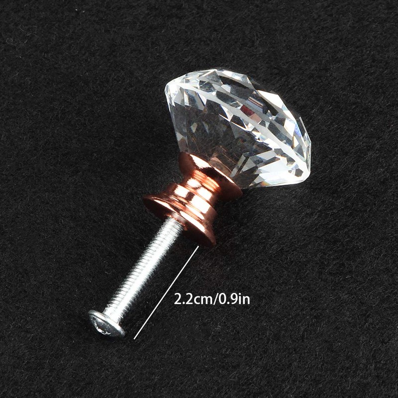 [12 PCS] Rose Gold Base Crystal Clear Glass Cabinet Drawer