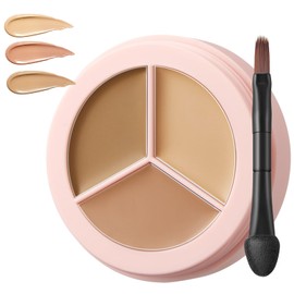 O'KADY 3 Colors Concealer Full Coverage,Colour Corrector Palette with Brush,Cream Concealer,Corrects for Dark Circles, Spots, Puffiness,Dark Under-Eye Circles,Highlight Contour Concealers 3g