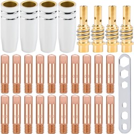 EATBALE MB15 15AK Welding Contact Tips Holders MIG Welder Consumable, M6 Contact Tips 0.6mm, 0.8mm, 1.0mm, 1.2mm, Shield Cup, Welding Gun Accessories for MB15 15AK MIG/MAG Welding Torch (29Pcs)