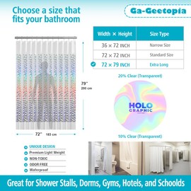 Ga-Geetopia Holographic Extra Long 3D EVA Shower Curtain Liner Water Cube, 72x80 Premium Light Weight Clear Plastic Bathroom Shower Curtain with Rustproof Metal Grommets