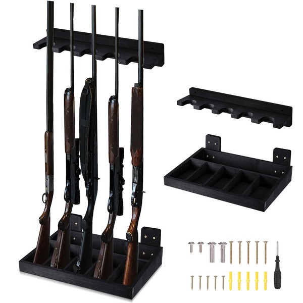 GlikCeil 1 Set Wooden Vertical Gun Rack Wall Mount Indoor