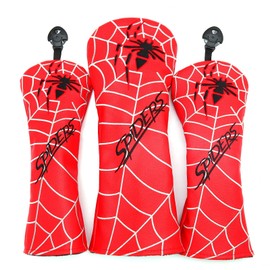 Golf Headcover Driver Cover 1pc / Wood 2 FW Covers Spider with Conversion Doug Spiders Spider 3 Piece Set (Red)