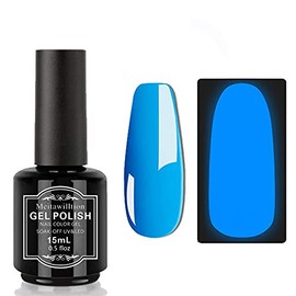 Meitawilltion Glow in the Dark Gel Nail Polish,15ml Soak Off UV Luminous Effect Gel Polish,Fluorescent Bright Lacquer Salon DIY At Home Blue