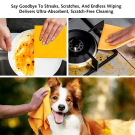 Ezranova 4 pcs Absorbent Cleaning Cloth, Multi-Purpose Cleaning Towel, Ultra Absorbent Super Absorbent Towel Drying Cloth for Home Kitchen，Reusable Non-Scratch Woven Cars Pet