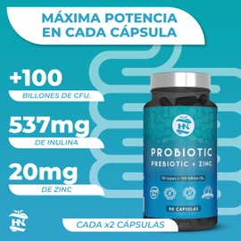 Intestinal Probiotics and Prebiotics 100 Billion CFU-30 Bacterial Strains Probiotics Intestinal Restoration with Zinc + Inulin to Support the Immune System Probiotics for Intestinal Flora Building