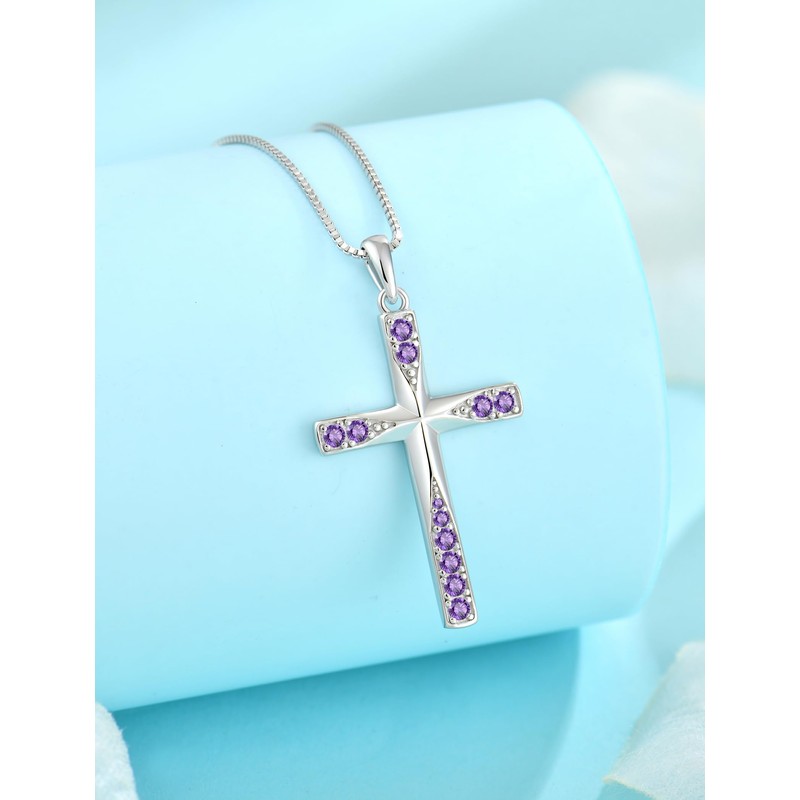 Starnny Cross Necklace for Women Birthstone Necklace for Women 925