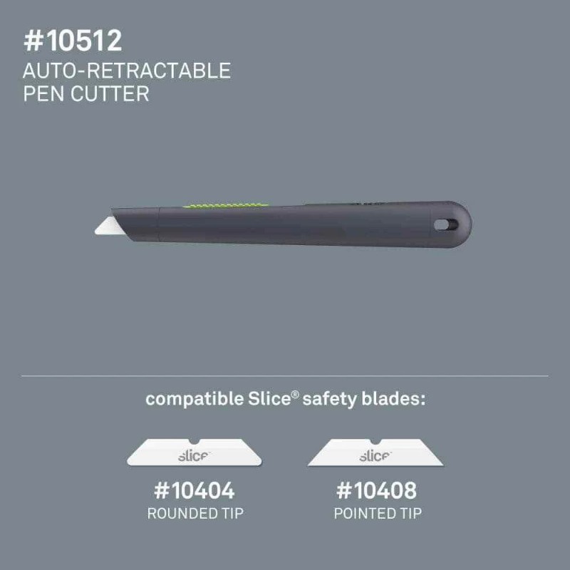 Slice 10512 Utility Knife: 5.26" Handle Length, Retractable Rubber Handle