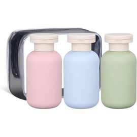 Toketa 3 Piezas Botellas de Viaje 100 ml, Envases para Viaje sin Fugas, Set de Viaje, kit de viaje aseo personal mujer, Accesorios de Viaje(Verde + Azul + Rosa, 3.4 onzas)