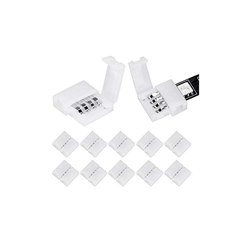 WENHSIN 10Packs 4-Pin RGB LED Light Strip Connectors 10mm Unwired
