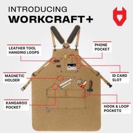 NoCry Heavy Duty Work Aprons For Men with Reinforced Pockets, Magnet Holders & Durable Stitching — Ideal Tool Apron or Woodworking Apron for Men with Padded Shoulder Pads & Quick-Release Buckles