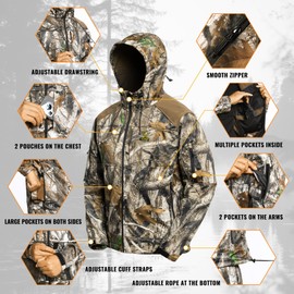 Quiet Hunting Suit Camouflage Clothes Clothing Gear Hoodie Jacket Pants For Men (US, Alpha, Large, Regular, Regular, Next Camo G2)