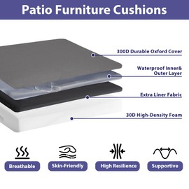 IPYNBAP Outdoor Chair Cushions Set of 4,Waterproof Outdoor Seat Cushions for Patio Furniture,Patio Chair Cushions with Handle and Ties,Square Corner Outdoor Chair Pads,19" x 19" x 3", Darkgrey