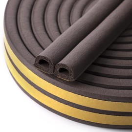 CloudBuyer Door & Window Weather Stripping, Soundproof Insulation Seal Strip with Self-Adhesive Rubber Collision Protection, 16.5 Ft (Brown)