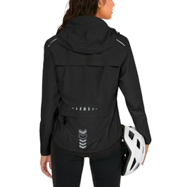 FitsT4 Sports Womens Rain Jacket Lightweight Waterproof Windbreaker Packable Running Reflective Cycling Jackets with Hood Black Size 2XL