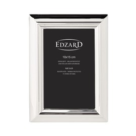 EDZARD Florence Picture Frame for Photo 10 x 15 cm Elegant Silver-Plated Tarnish-Resistant with Velvet Backing Includes 2 Hangers Photo Frame for Standing and Hanging