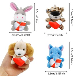 Holydeck 12 Pcs Christmas Animal Plush Toys, 3” Animals Keychain Decoration Stuffed Hugging Stocking Toys Gift for Kids Christmas Party Favors,Christmas Decor (Christmas1)
