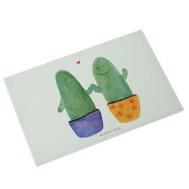 Mr. & Mrs. Panda Medium Glass Chopping Board Cactus Love - Gift, Cacti, Chopping Board, Cactus Collection, Love Message, Wedding, Poison of Love, Glass Chopping Board