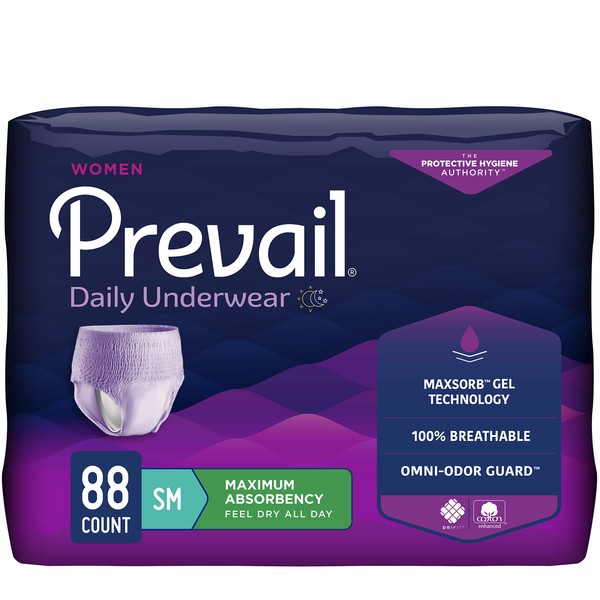 Prevail Proven | Small Pull-Up | Incontinence Protective Underwear for Women | Maximum Absorbency | 88 Count