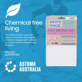 White Magic Dish Drying Mat, Snow - Absorbent & Hygienic, Protects Countertops, Quick-Drying Anti-Microbial, Foldable & Easy to Clean, Versatile for Kitchen Essentials, 45x40cm