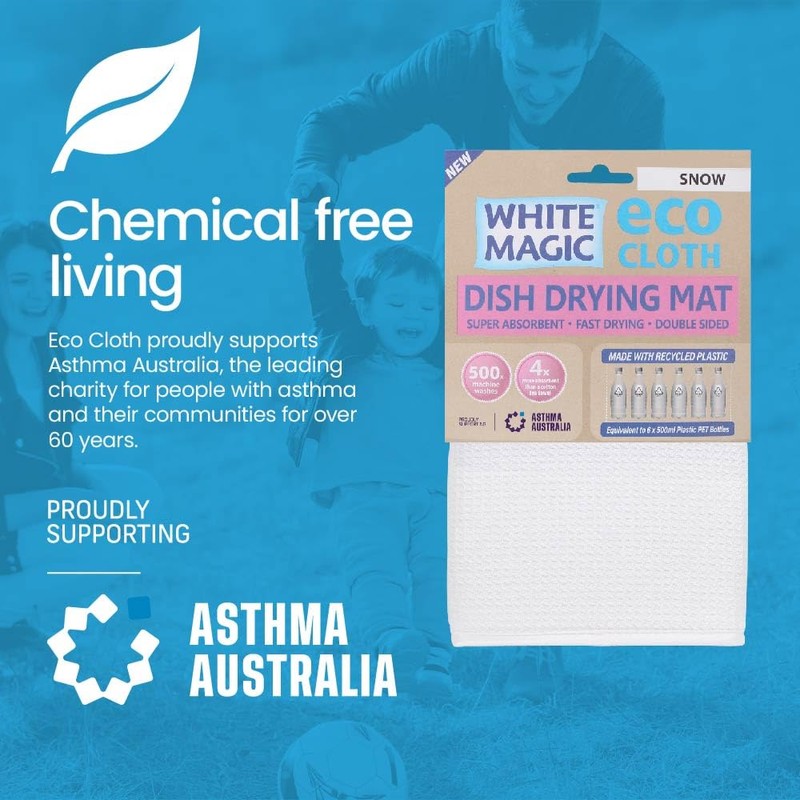 White Magic Dish Drying Mat, Snow - Absorbent & Hygienic,