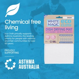 White Magic Dish Drying Mat, Snow - Absorbent & Hygienic, Protects Countertops, Quick-Drying Anti-Microbial, Foldable & Easy to Clean, Versatile for Kitchen Essentials, 45x40cm