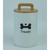 QINSDESIGNS Large Dog Treat Container Airtight with Lid, 8.7x5 IN White Rustic Ceramic Dog Treat Storage Jar - Large Capacity Pet Food Container - Doggie Cookie Jar - Big Treats Canister