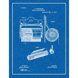 Toilet Paper Holder Patent Print Blueprint with Border (11" x 14") M13112